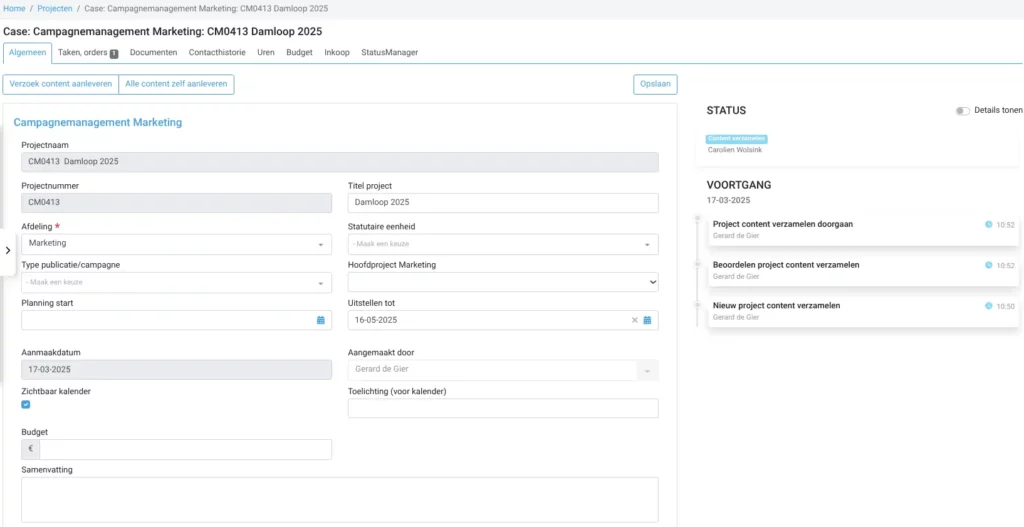 Screenshot marketing detailpagina