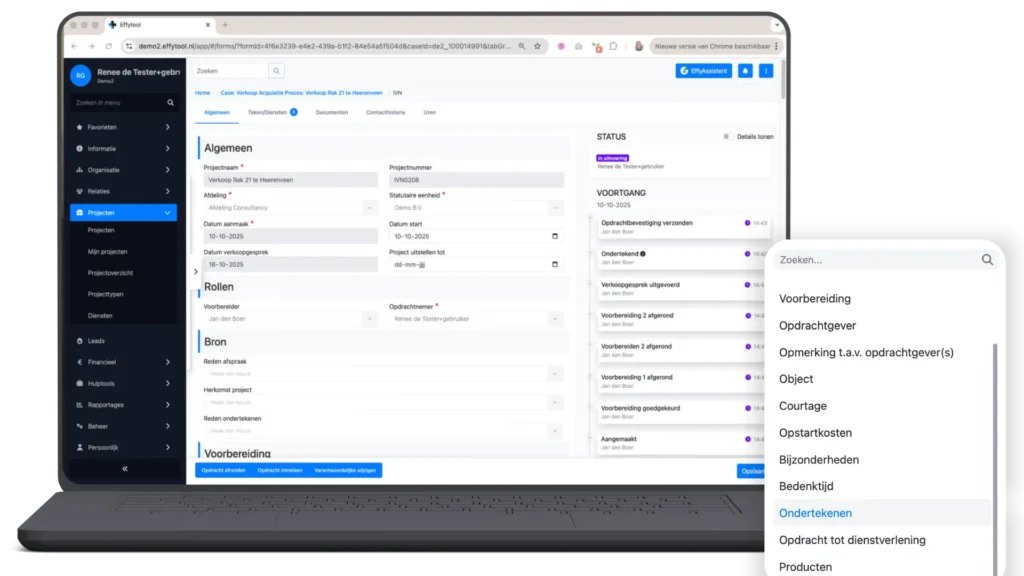 Project en dossierbeheer in Effytool
